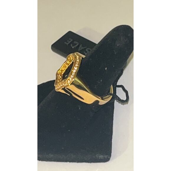 Versace Gold Color Metal & Crystal Medusa Head Curve Ring - 8.5 - Unisex - Picture 4 of 10